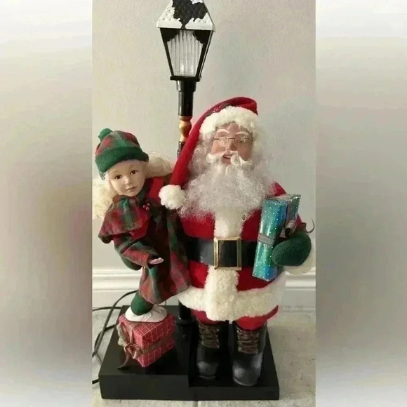 Vintage‎ 1993 Holiday Creations Animated Dancing Santa,Girl lighted Lamp … - Picture 1 of 9